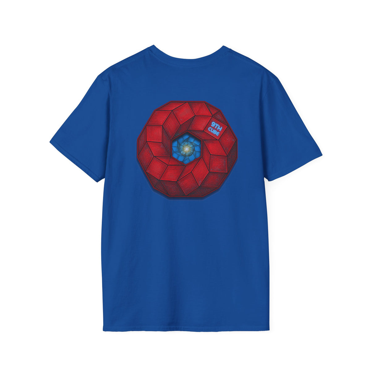 Classic Donut Tee - Unisex Soft-Style - "The 9th Donut" - rustic red/blue cubed donut - variant 2