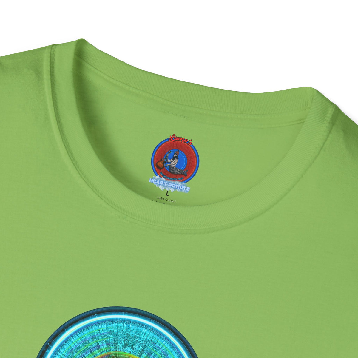Classic Donut Tee - Unisex Soft-Style - "Donut of Life Tee" - vivid turquoise tube donut - variant 1