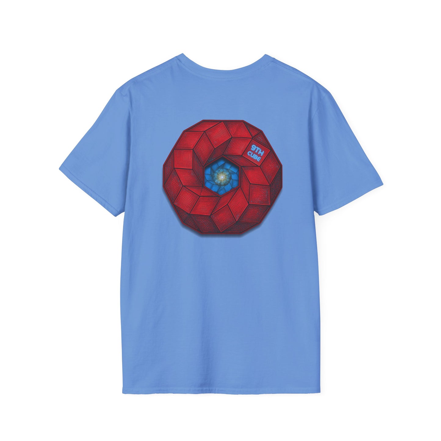 Classic Donut Tee - Unisex Soft-Style - "The 9th Donut" - rustic red/blue cubed donut - variant 2