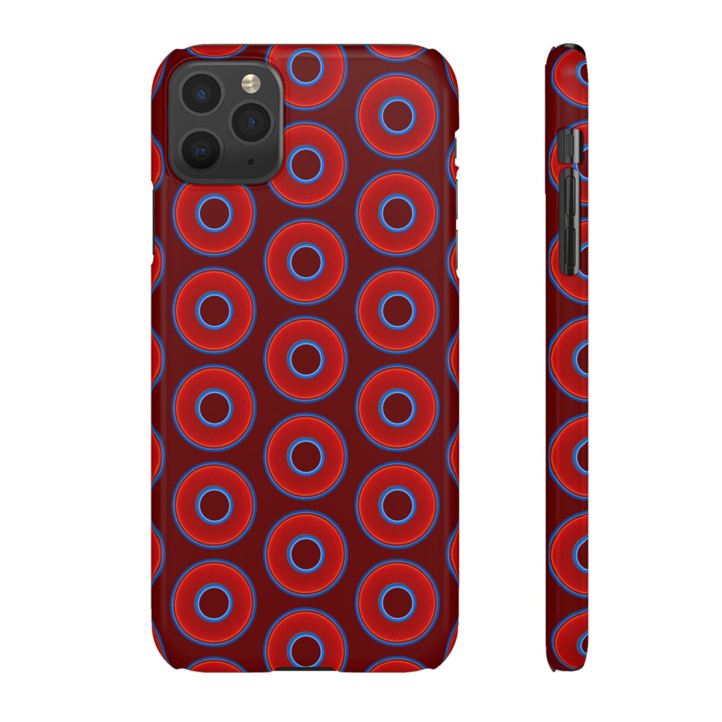 Lumpy Donut Snap Case - red vivid donut print w/dark red background
