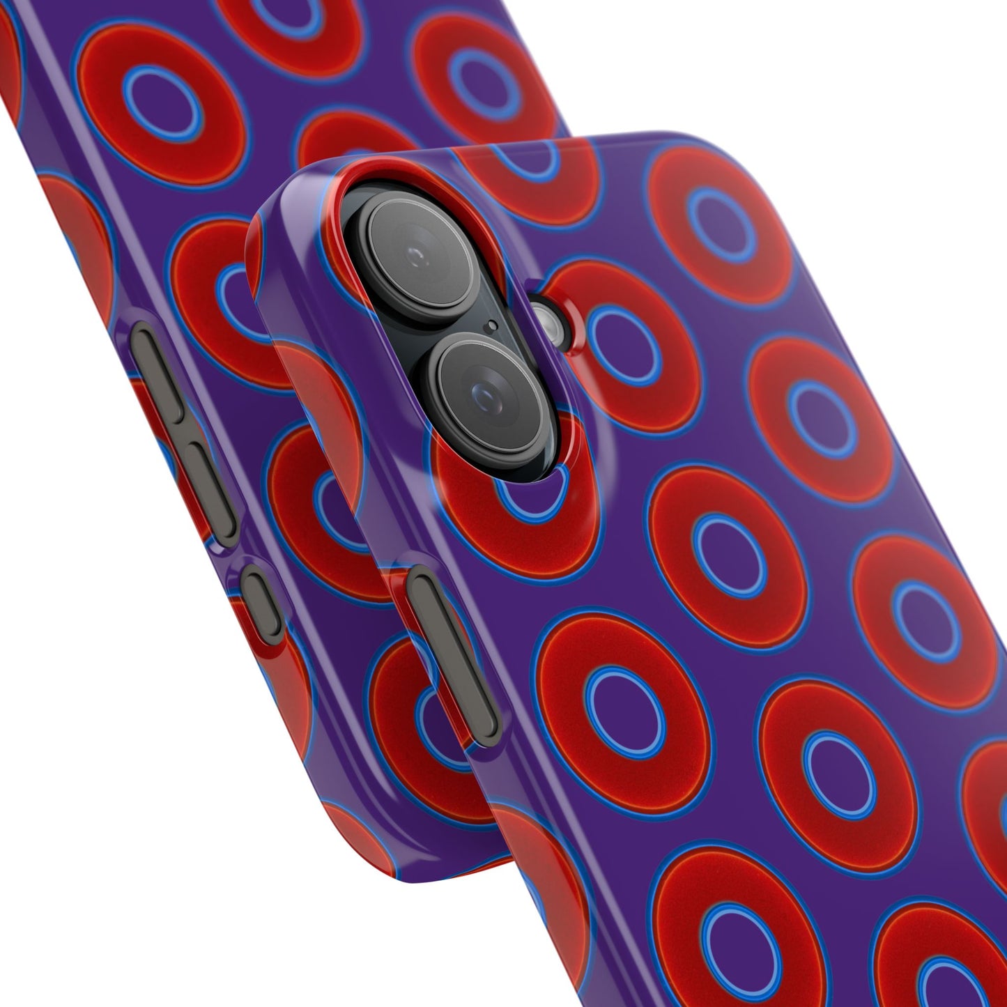 Lumpy Donut Snap Case - red vivid donut print w/dark purple background