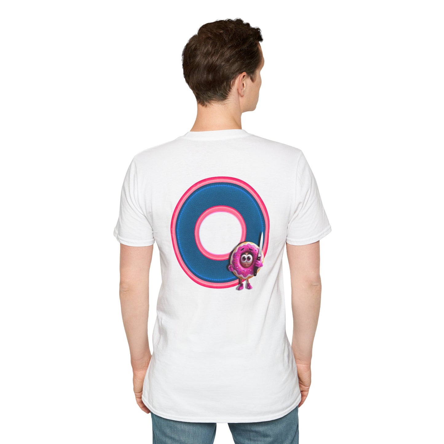 Classic Donut Tee - Unisex Soft-Style - "My Friend the Donut " - series 1.0  - variant 2 - blue/pink donut