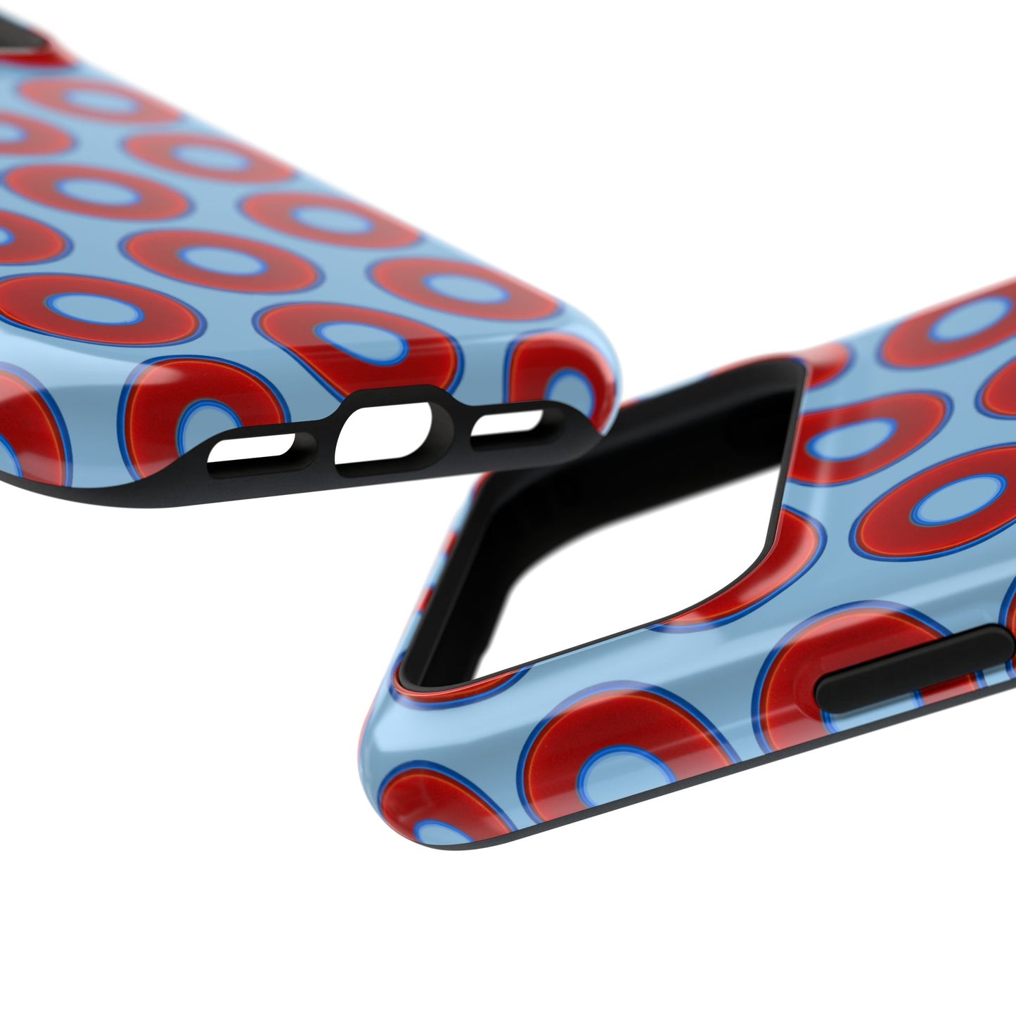 Impact-Resistant Lumpy Donut Case - red vivid donut print w/sky blue background