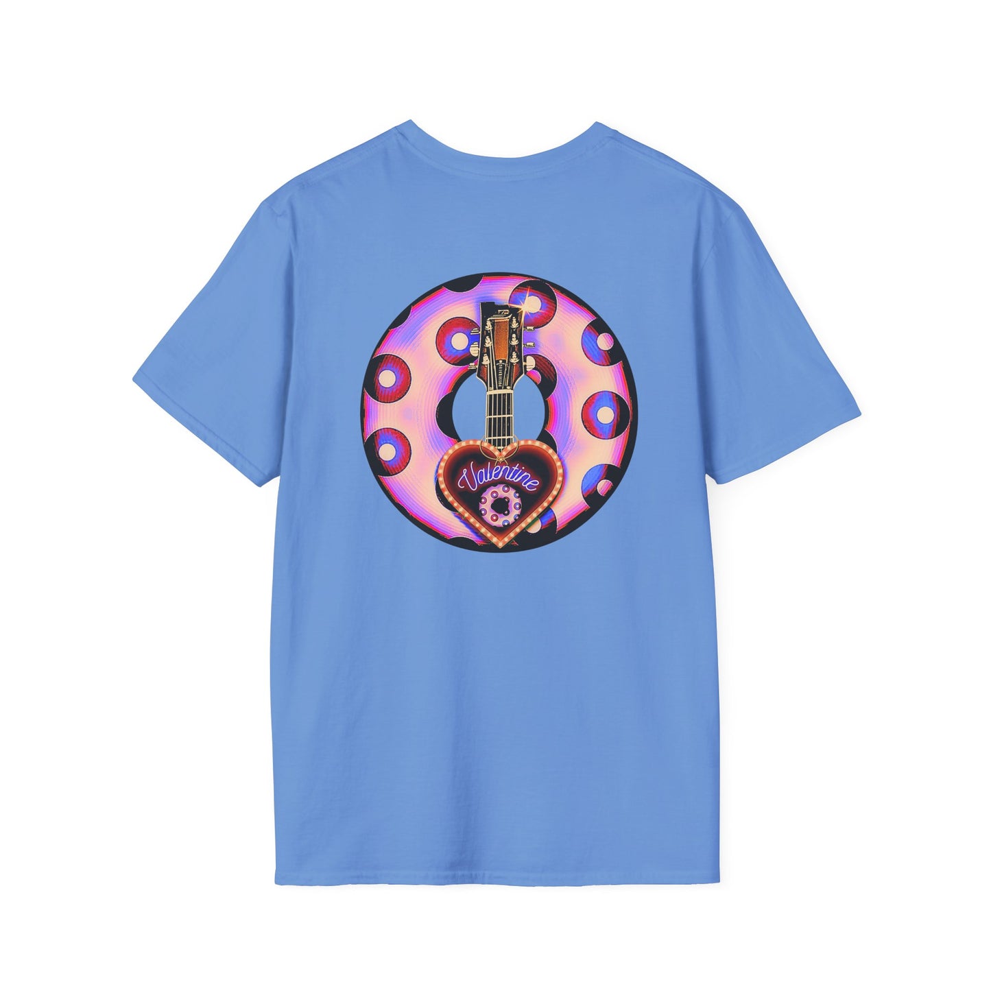 Classic Donut Tee - Unisex Soft-Style - "Would You Be My Donut?" - paradoxical faded purple/red donut - variant 3