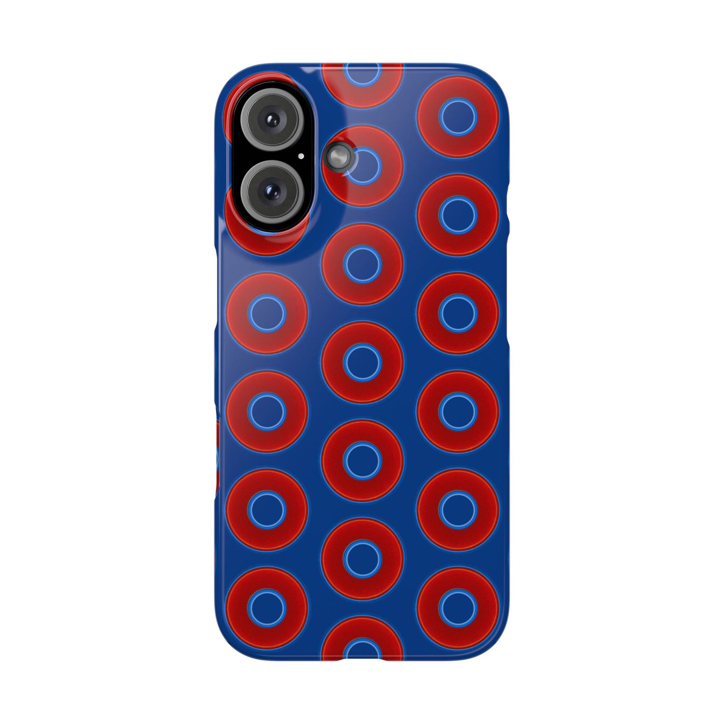 Lumpy Donut Snap Case - red vivid donut print w/dark blue background