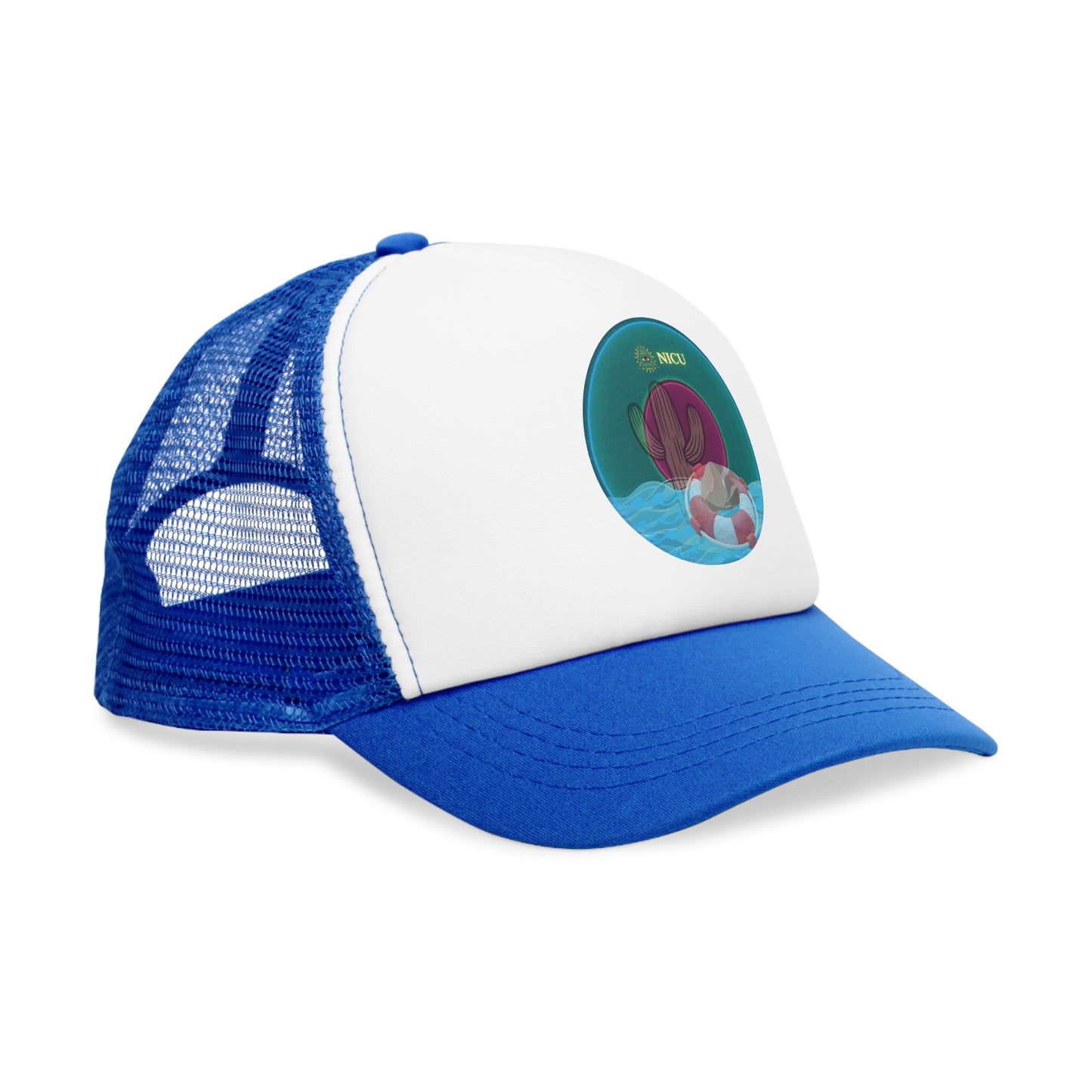 Lumpy Trucker Hat - "Masonic Donut of Rites" - teal green donut