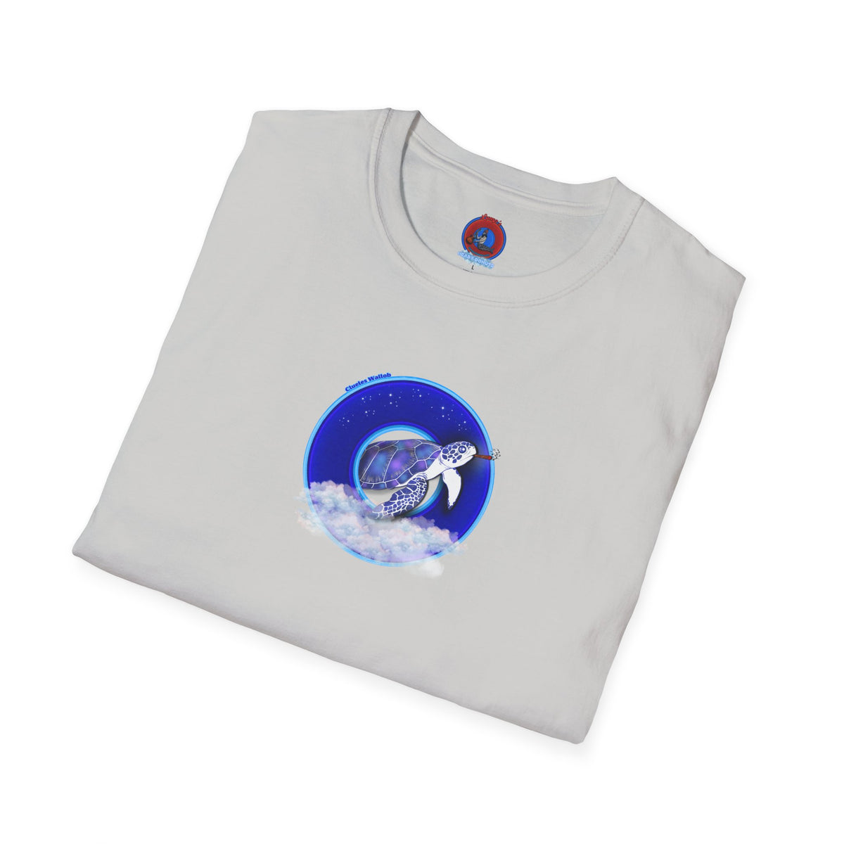 Classic Donut Tee - Unisex Soft-Style - "Clueless Wallob's Donuts" - vivid blue sky donut