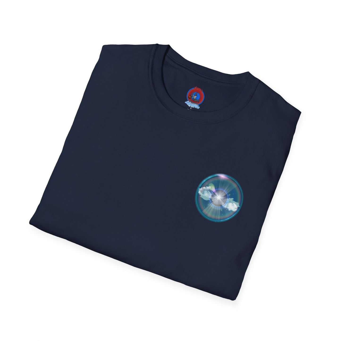 Classic Donut Tee - Unisex Soft-Style - "The Divided Donut" - variant 3 - blue donut [*50% to The Divided Sky Foundation]