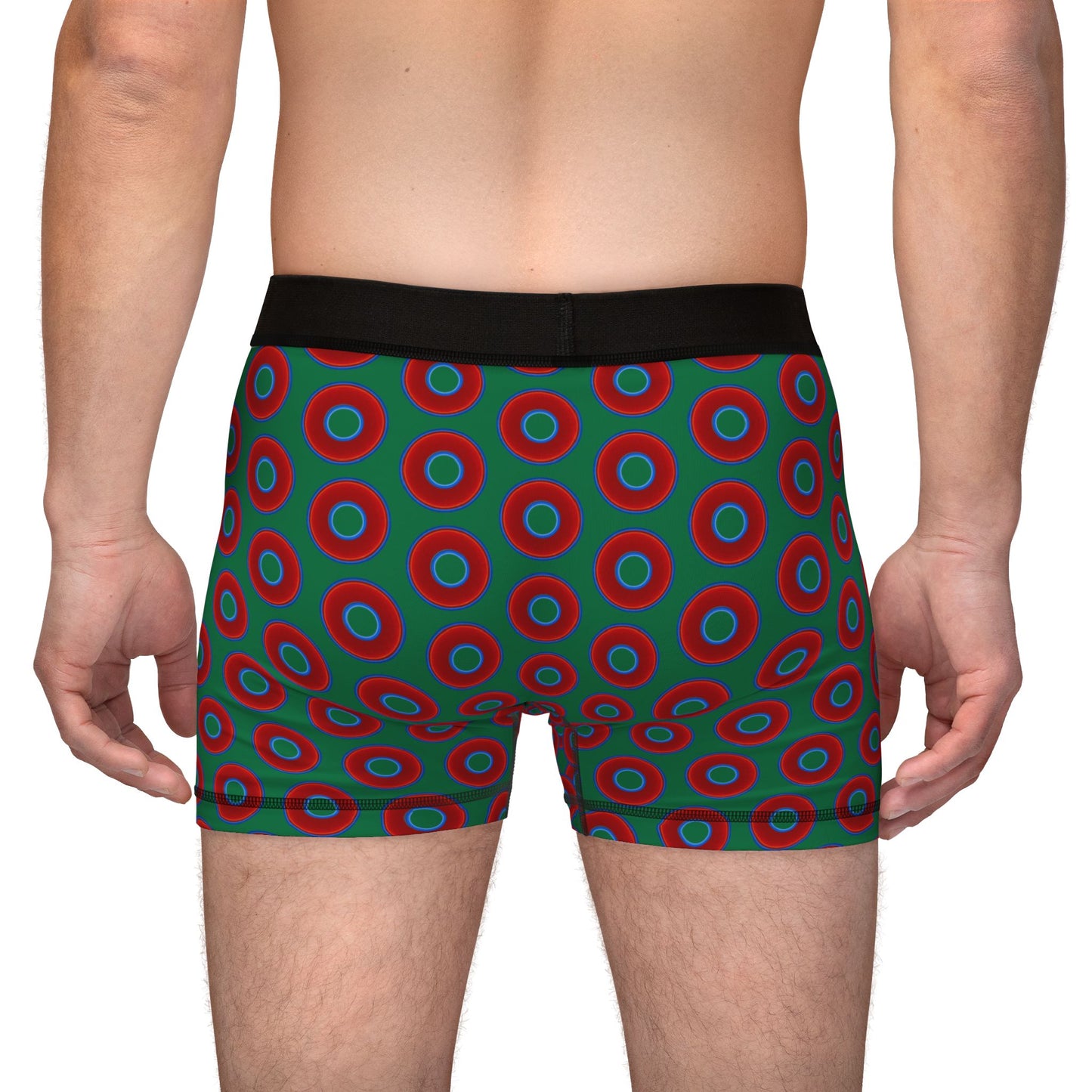 Men's Donut Boxers - red vivid donuts w/green background