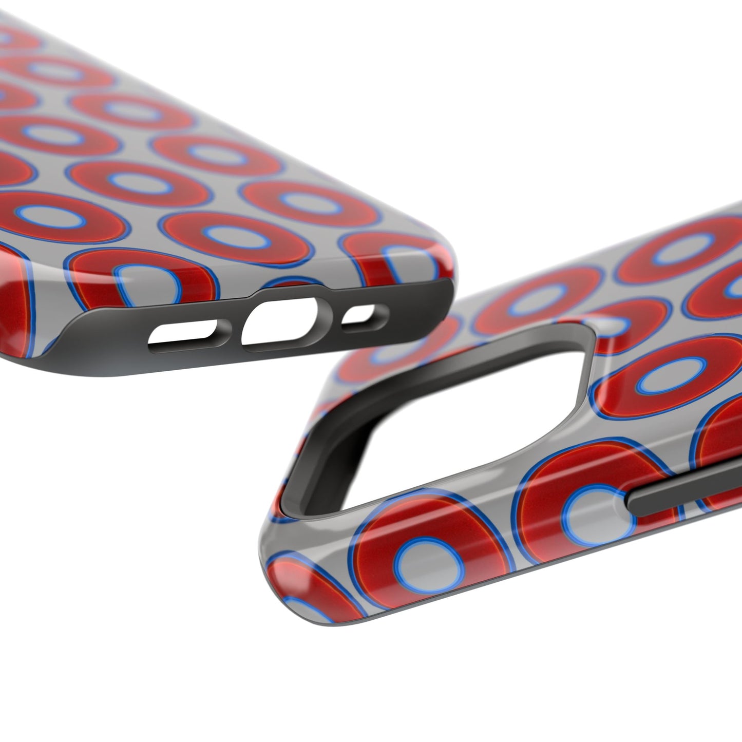 Magnetic Tough Donut Case - red vivid donut print w/light gray background