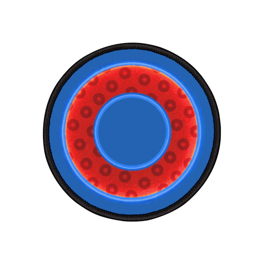 Iron-On Donut Patch - "Plain Paradoxical Wide Mouth Donut Patch" - paradoxical red/blue donut - variant 2