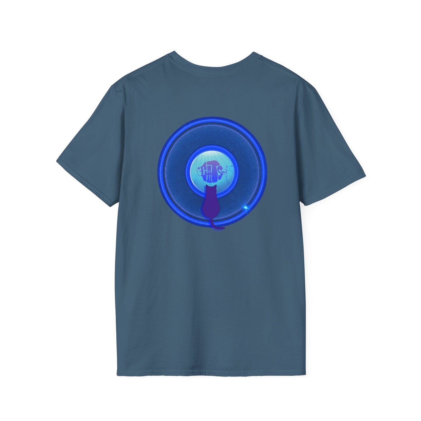 Classic Donut Tee - Unisex Soft-Style - "Cats: The Donut" - rustic blue/blue donut - variant 2