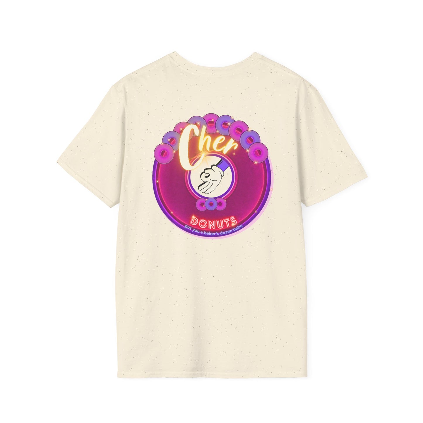 Classic Donut Tee - Unisex Soft-Style - "Chering is Caring Donut' - vivid magenta/purple donut