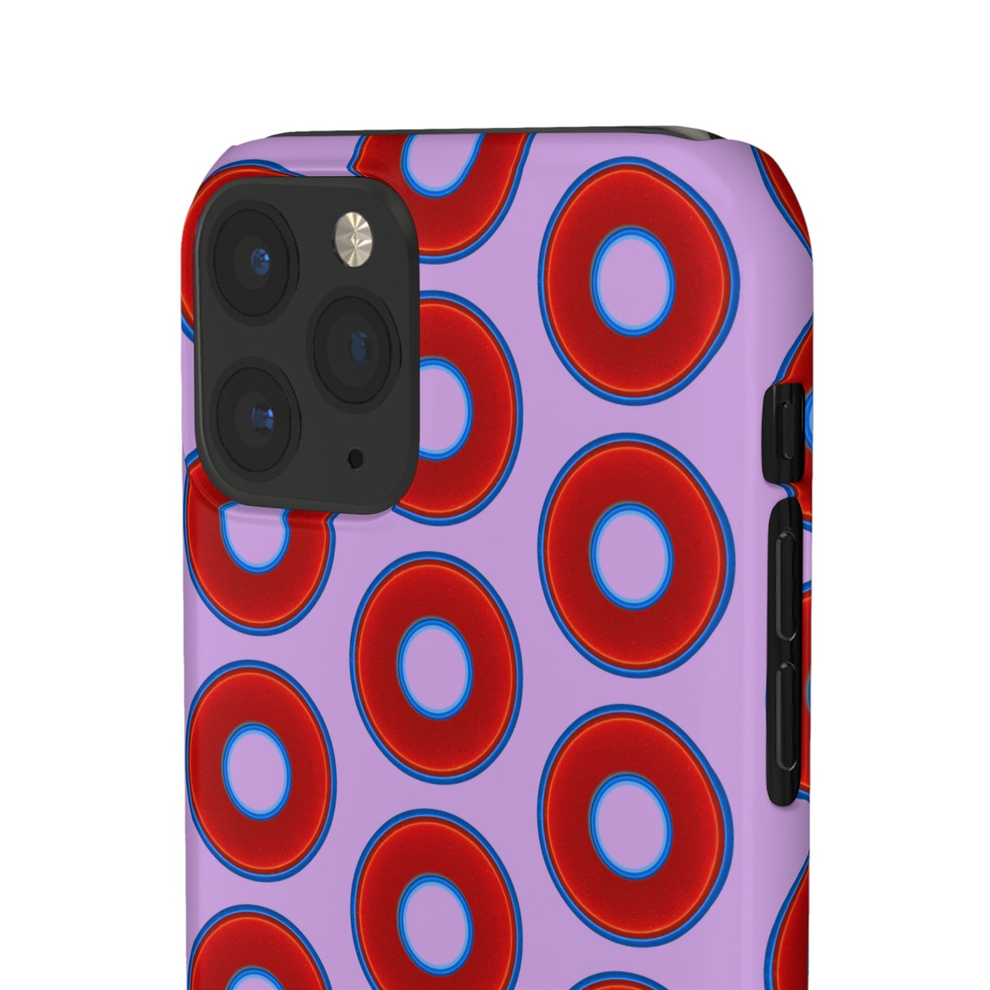 Lumpy Donut Snap Case - red vivid donut print w/wisteria purple background
