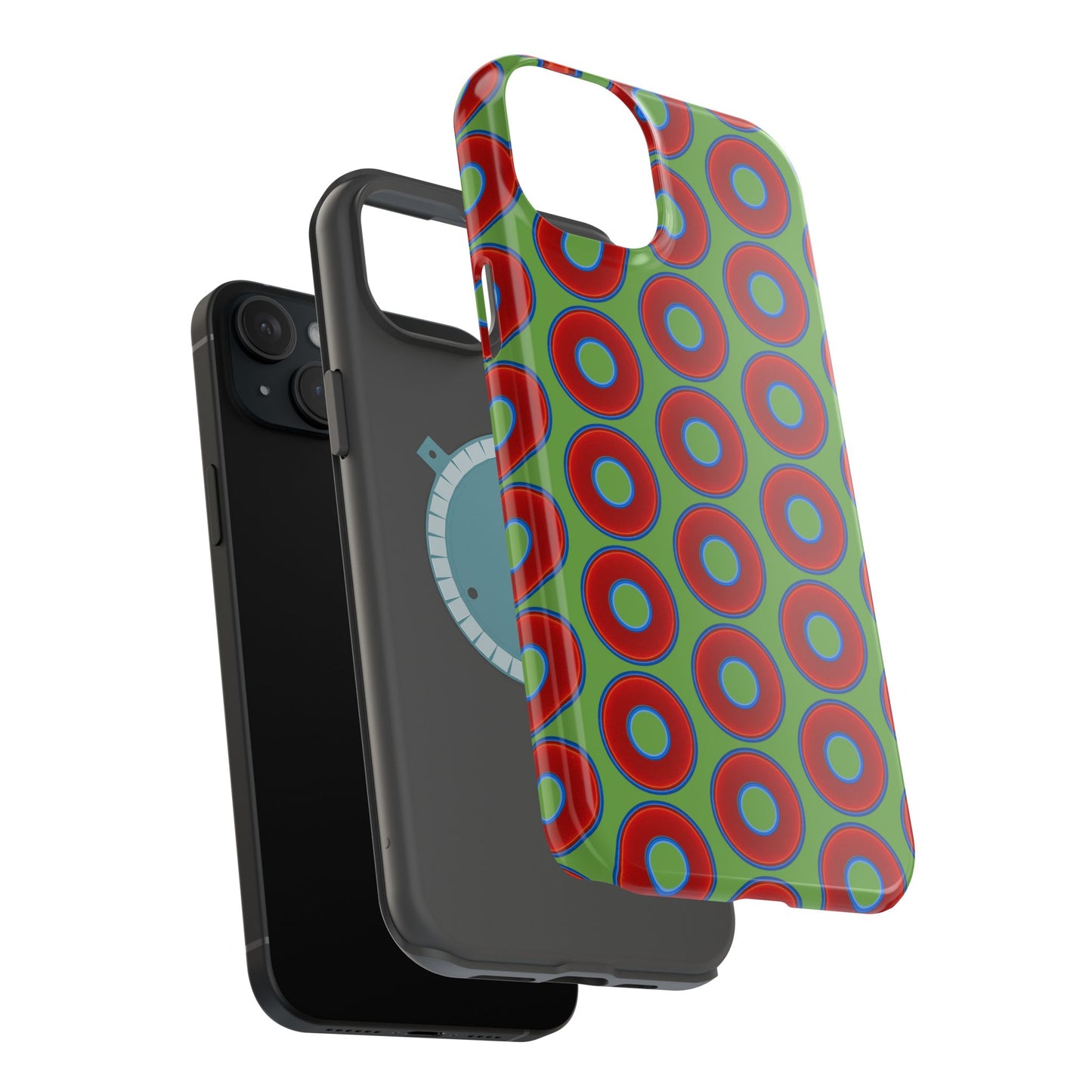 Magnetic Tough Donut Case - red vivid donut print w/light green background