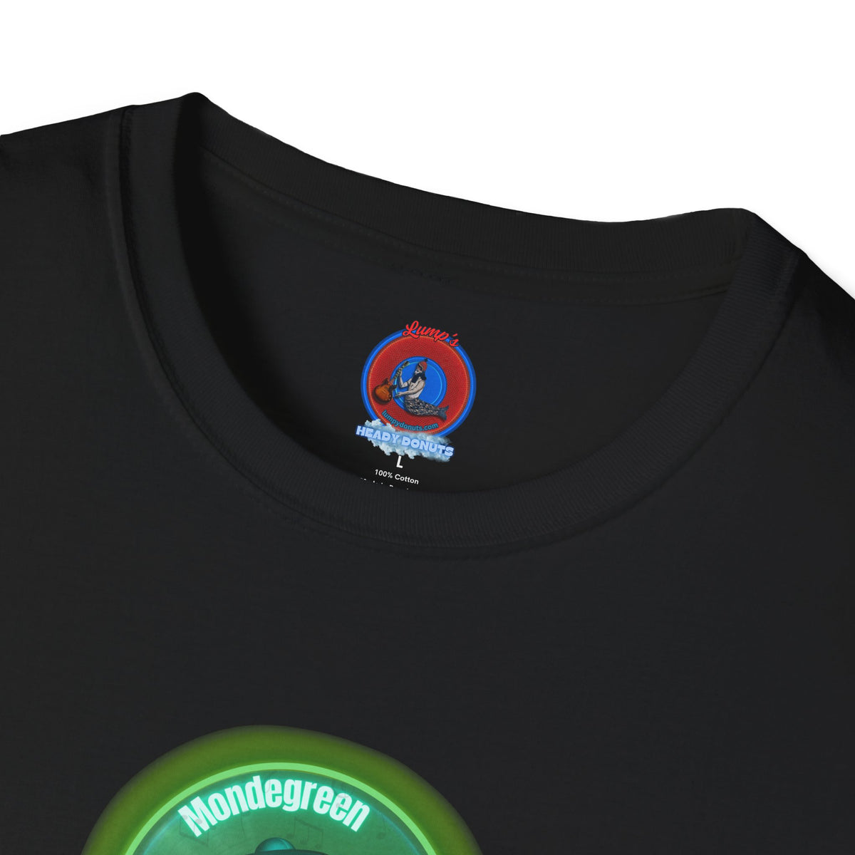Classic Donut Tee - Unisex Soft-Style - "Close Encounters of the Delaware kind - Mondegreen Donut"  " variant 1 - green donut