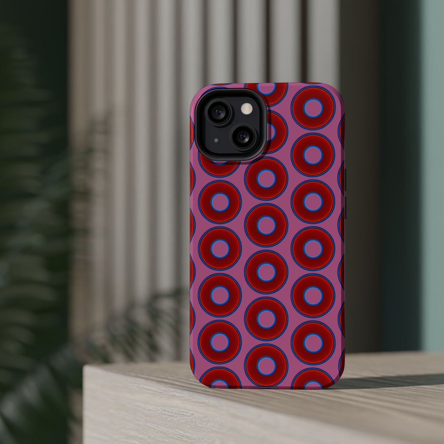 Magnetic Tough Donut Case - red vivid donut print w/pink background