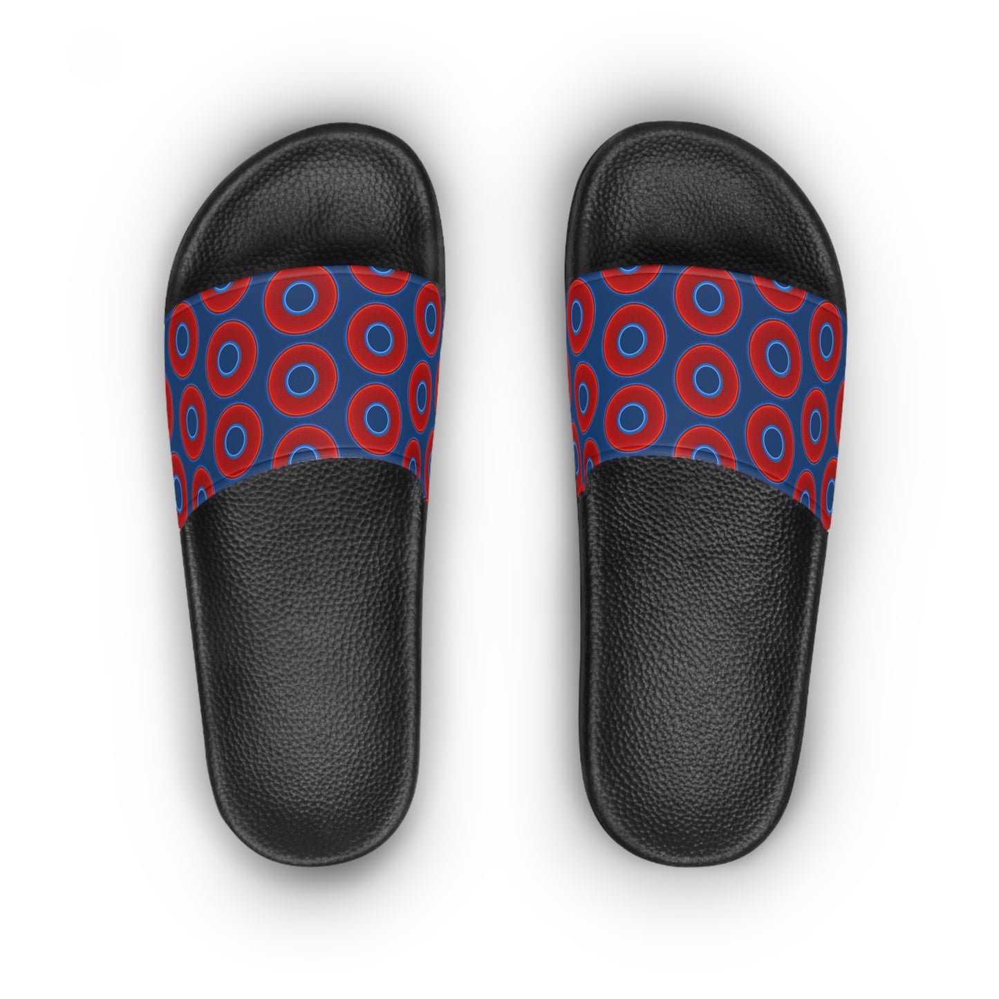 Lumpy Sandals - slip-ons - red vivid donuts w/Atlantic navy blue background