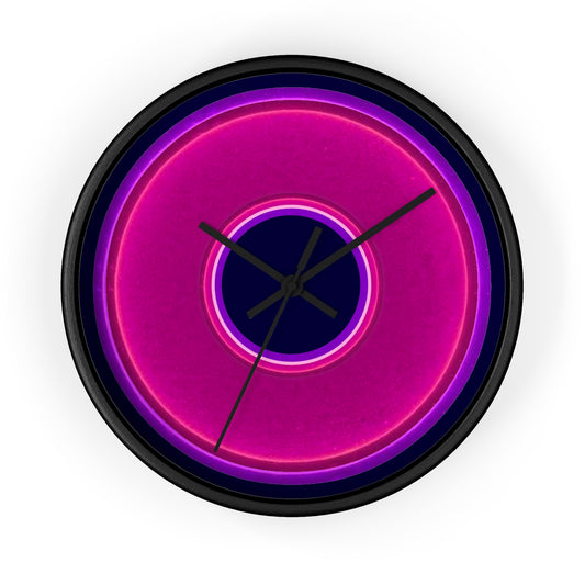 Lumpy Wall Clock - magenta vivid donut - variant 5 - w/midnight blue background