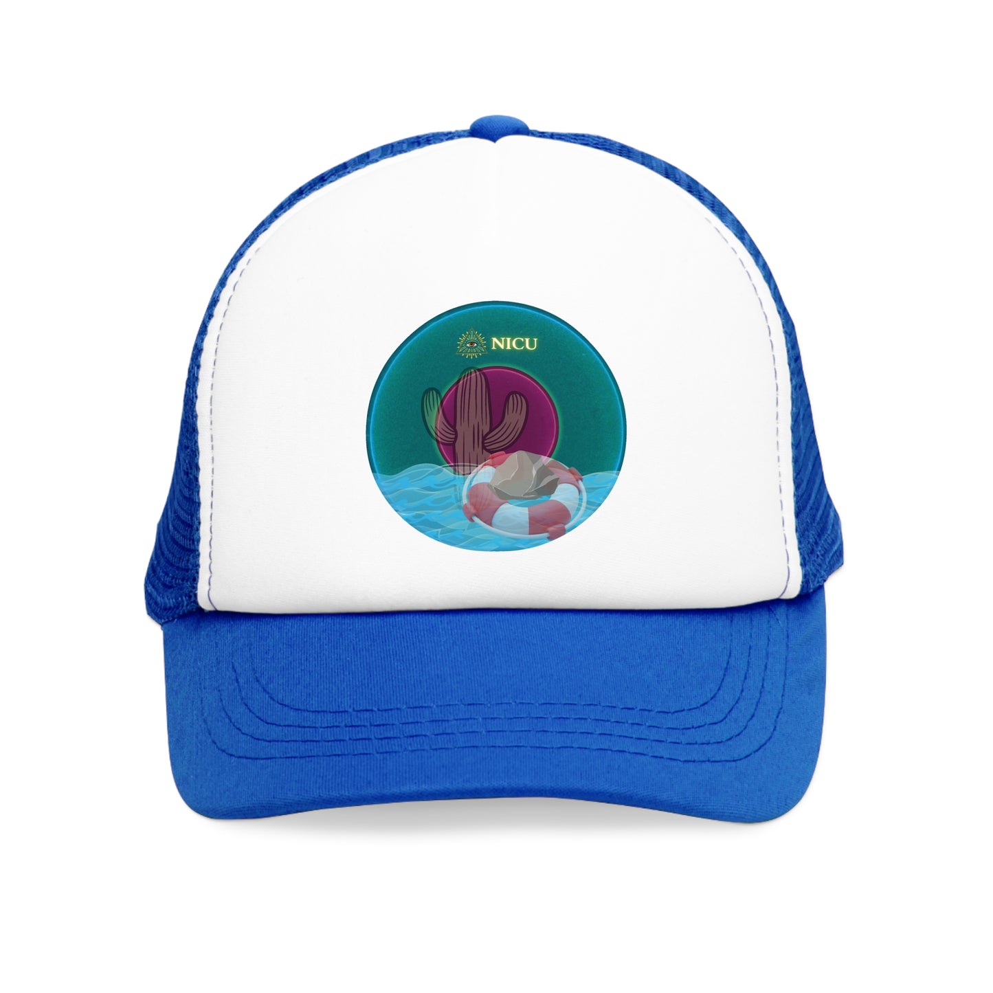 Lumpy Trucker Hat - "Masonic Donut of Rites" - teal green donut