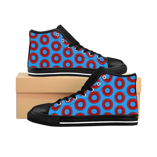 Cushiony Convectors - High Tops - red vivid donuts w/sky royal blue background