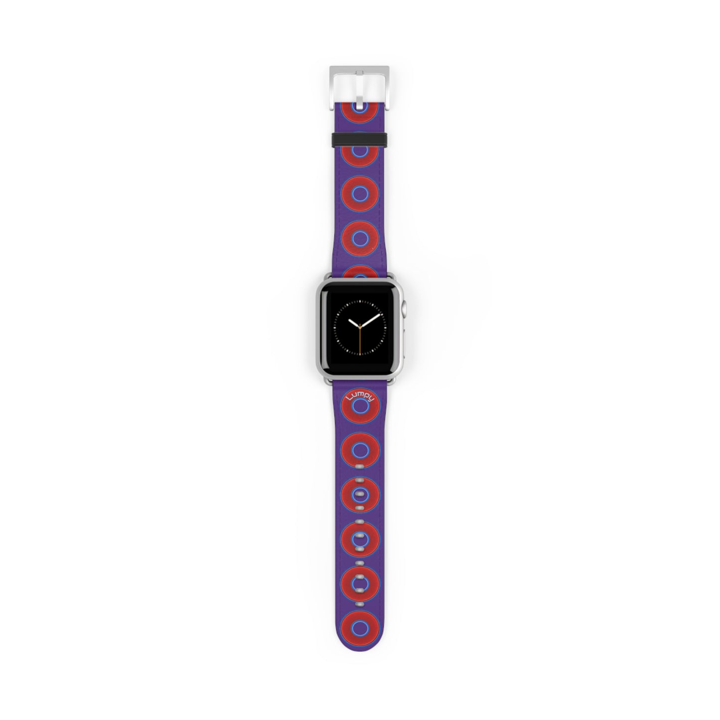 Lumpy Donut Wristband - compatible w/apple watch - red vivid donuts w/dark purple background