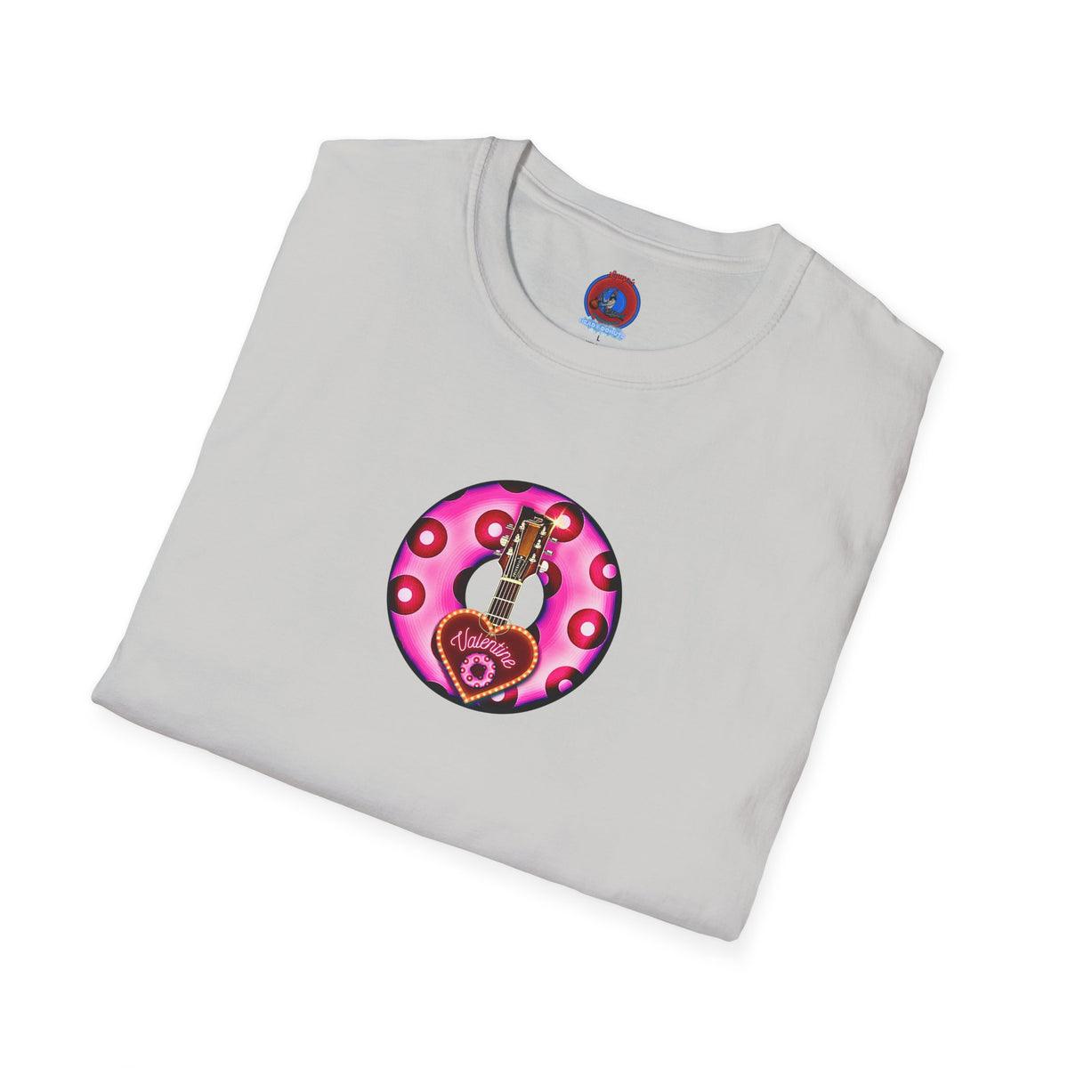 Classic Donut Tee - Unisex Soft-Style - "Would You Be My Donut?" - paradoxical bubblegum pink/red donut - variant 2