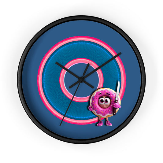 Lumpy Wall Clock - "My Phriend the Donut" - variant 2 - rustic blue donut w/light navy blue background