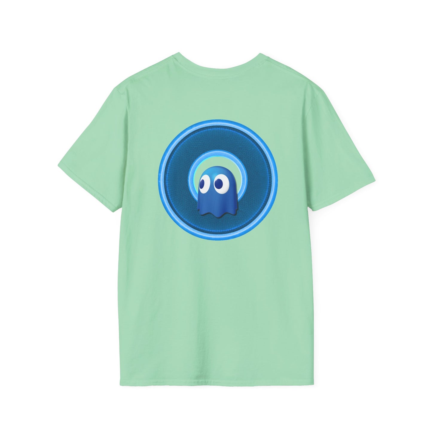 Classic Donut Tee - Unisex Soft-Style - "The Story of the Donut - a Ghostly Good Time" - variant 2 - blue/blue donut