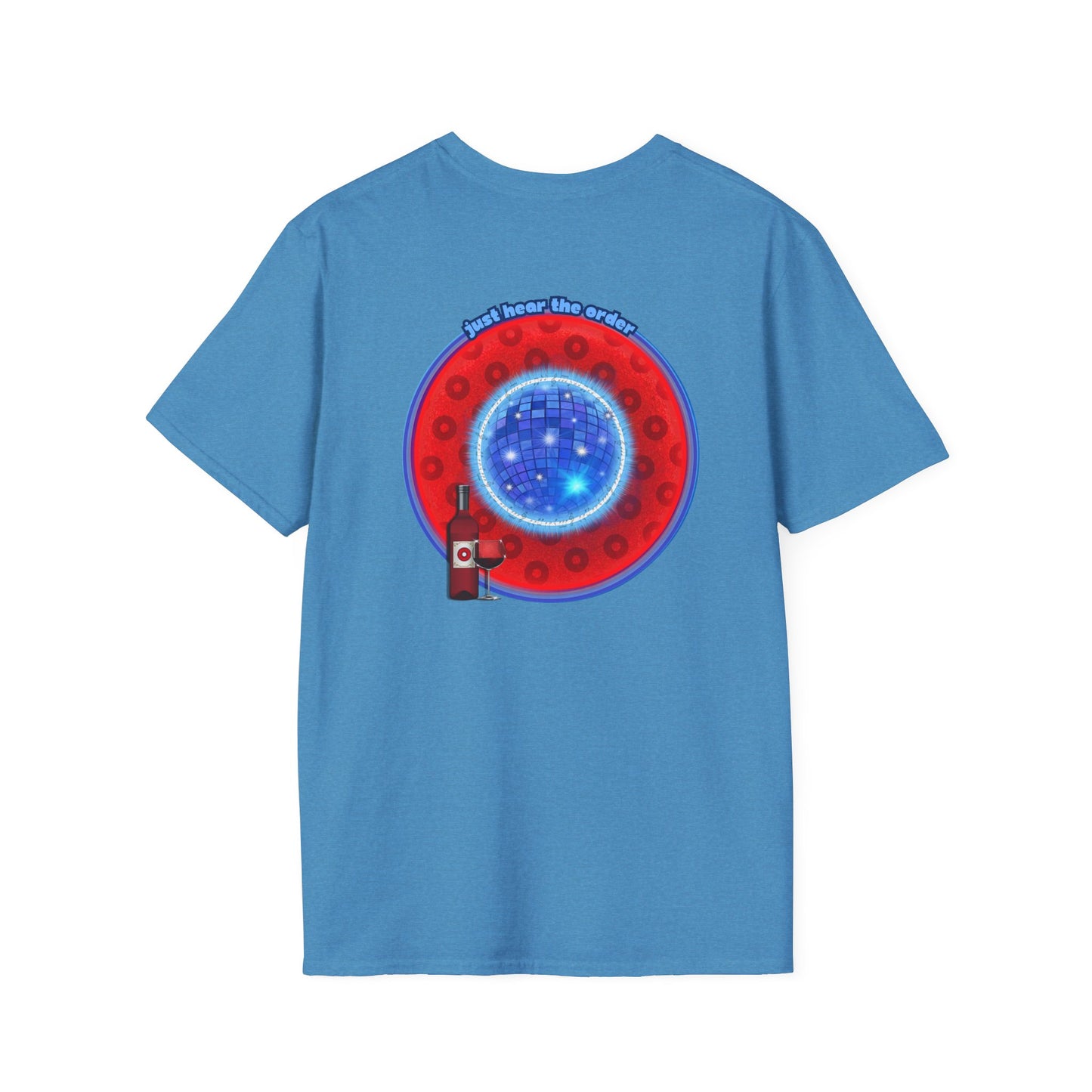 Classic Donut Tee - Unisex Soft-Style - "The Skipper's Donut" - red/blue paradoxical widemouthed donut