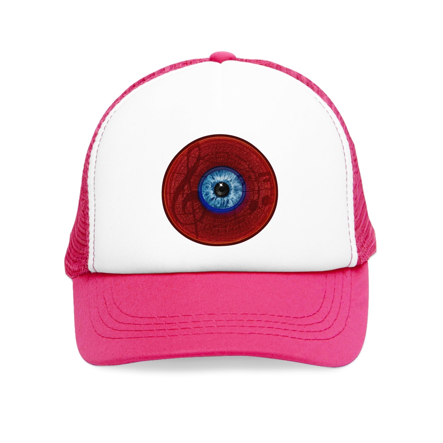 Lumpy Trucker Hat - "Gogli Sees All" - red donut