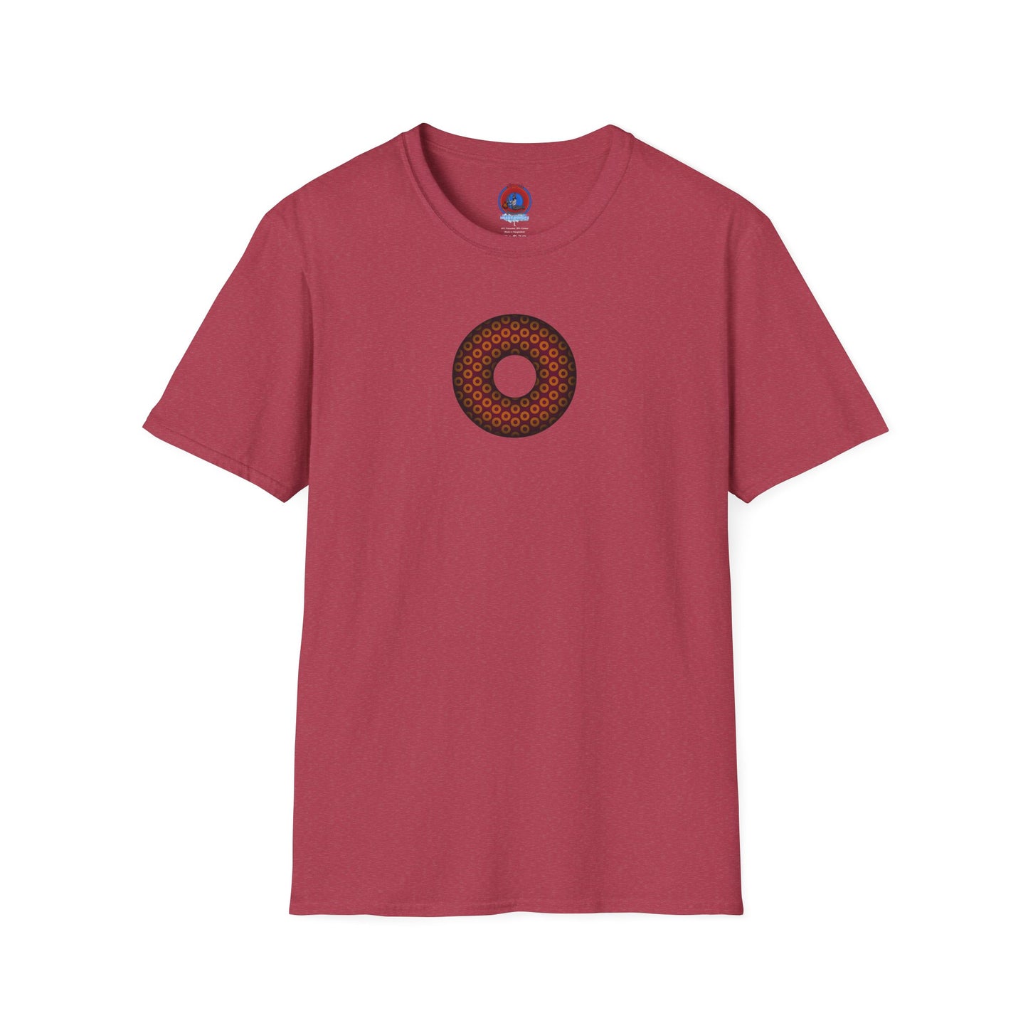 Plain Donuts/Unisex Soft-Style - "Plain Paradoxical Grided Donuts" - orange/burgundy donuts