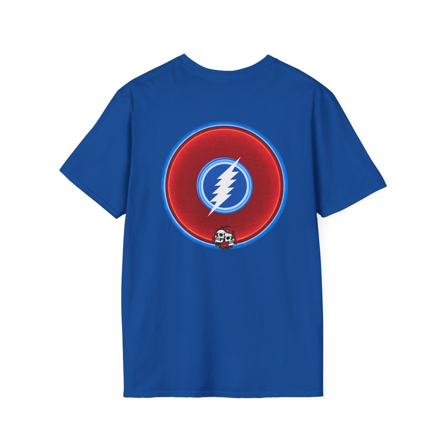 Classic Donut Tee - Unisex Soft-Style - The Grateful Donut" - vivid red/blue donut