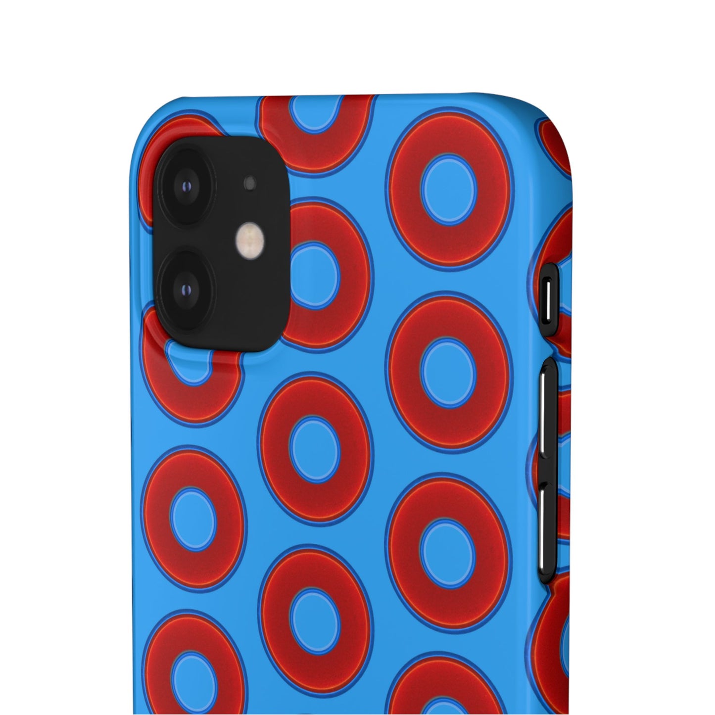 Lumpy Donut Snap Case - red vivid donut print w/sky royal blue background