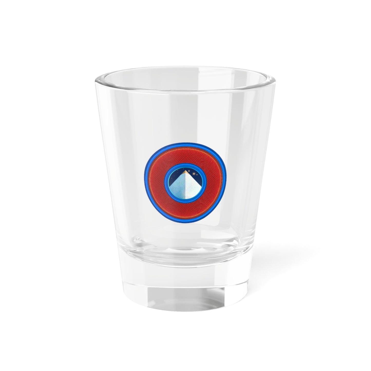 Bad Fishy Too - "Limestone Shot Glass" - Shot Glass, 1.5oz - rustic red/light blue donut