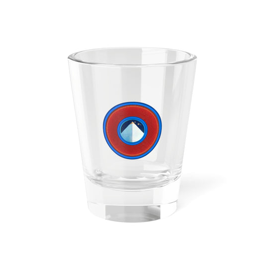 Bad Fishy Too - "Limestone Shot Glass" - Shot Glass, 1.5oz - rustic red/light blue donut