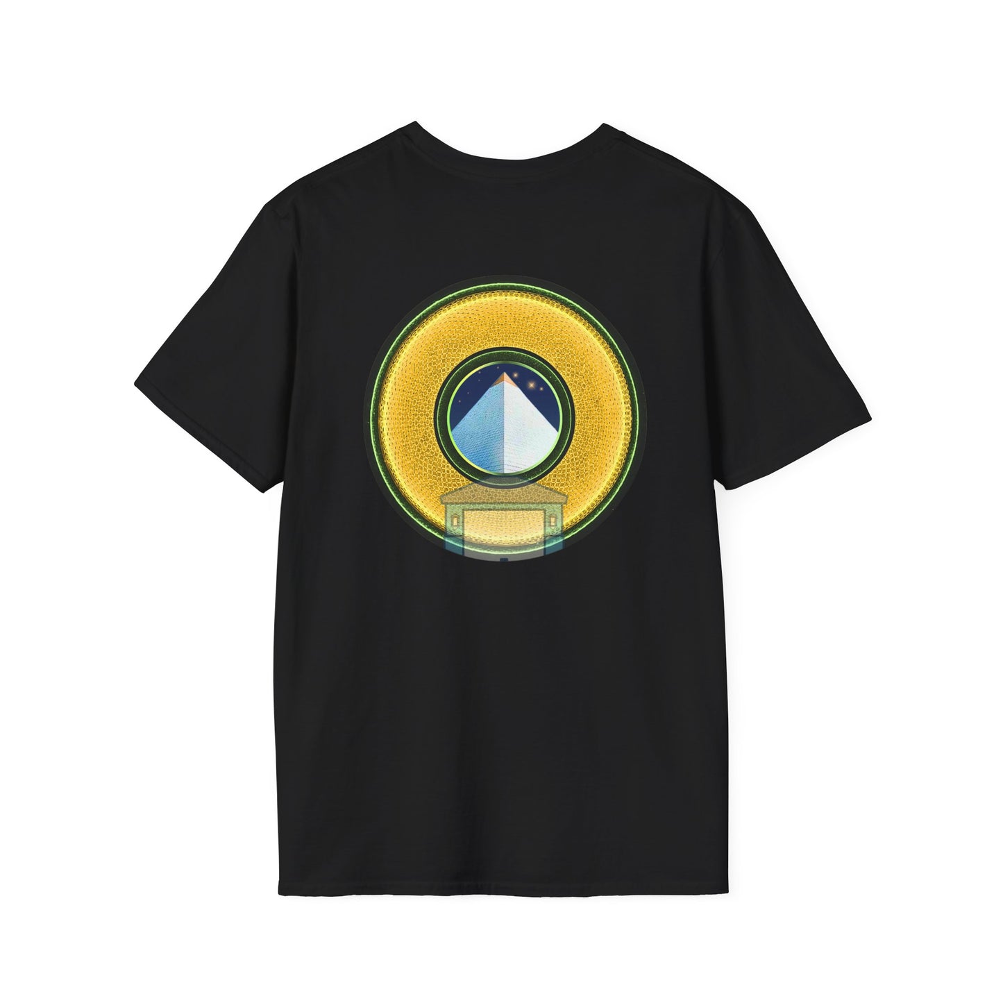 Classic Donut Tee - Unisex Soft-Style - "Limestone Donuts so Large" - variant 4 - golden donut w/garage