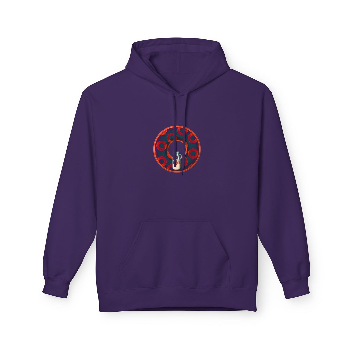 Fleece Harry Hoodies [Midweight Soft-style] - "Wooked Cream Dairy - YEMSG Donut" - navy blue/red rustic paradox donut - variant 3