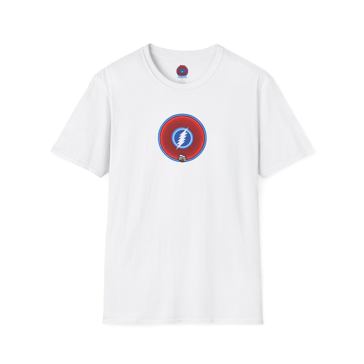 Classic Donut Tee - Unisex Soft-Style - The Grateful Donut" - vivid red/blue donut