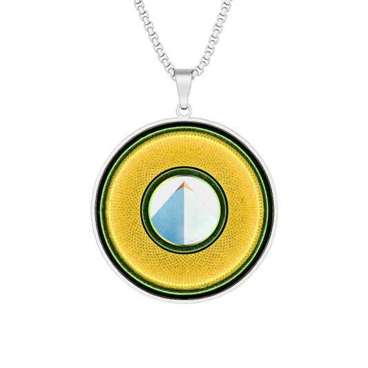 Lump's Heady Donut Necklace - 1" x 1" Stainless Steel Pendant - "Limestone Block Pendant" - rustic gold donut