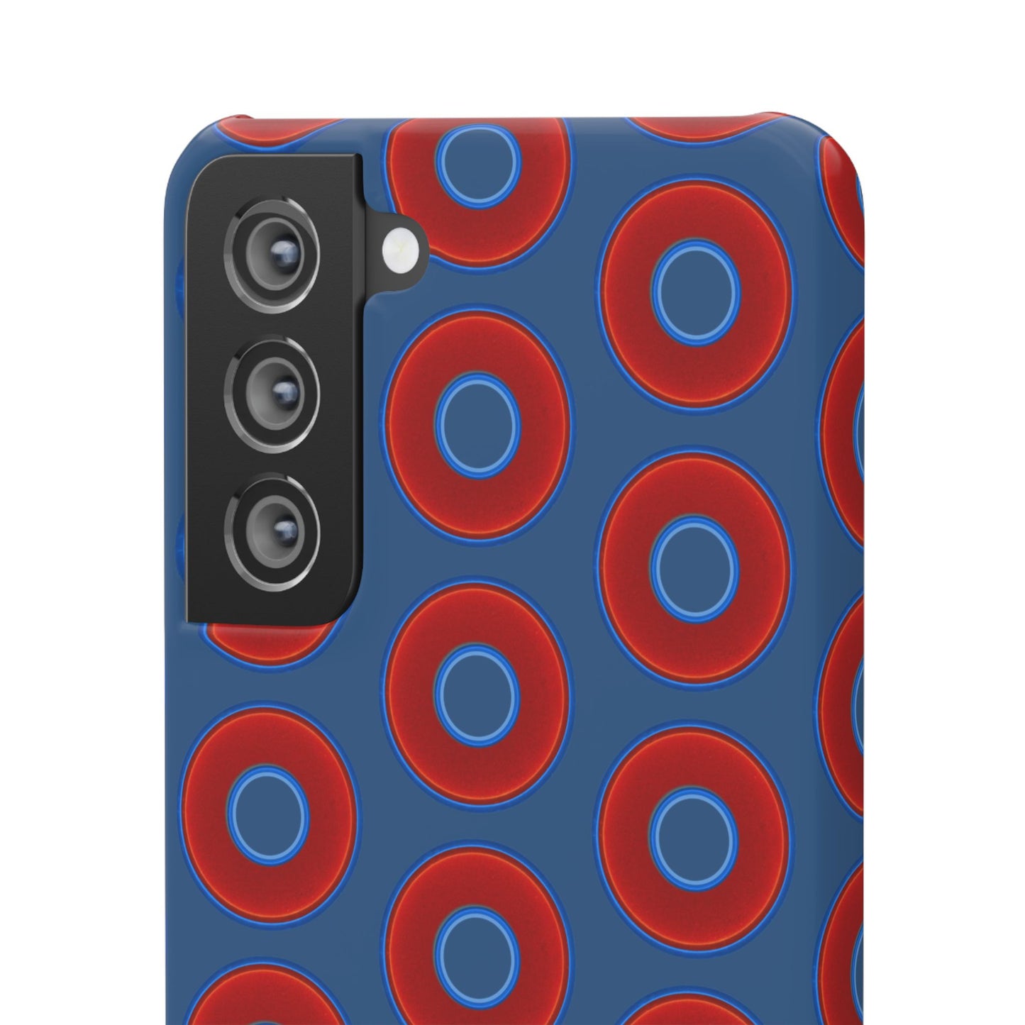 Lumpy Donut Snap Case - red vivid donut print w/light navy blue background