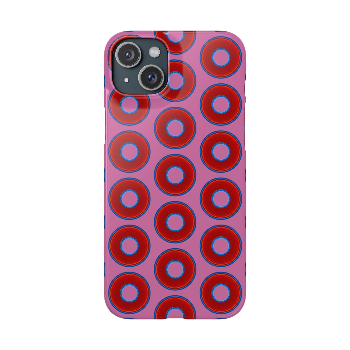 Lumpy Donut Snap Case - red vivid donut print w/light pink background
