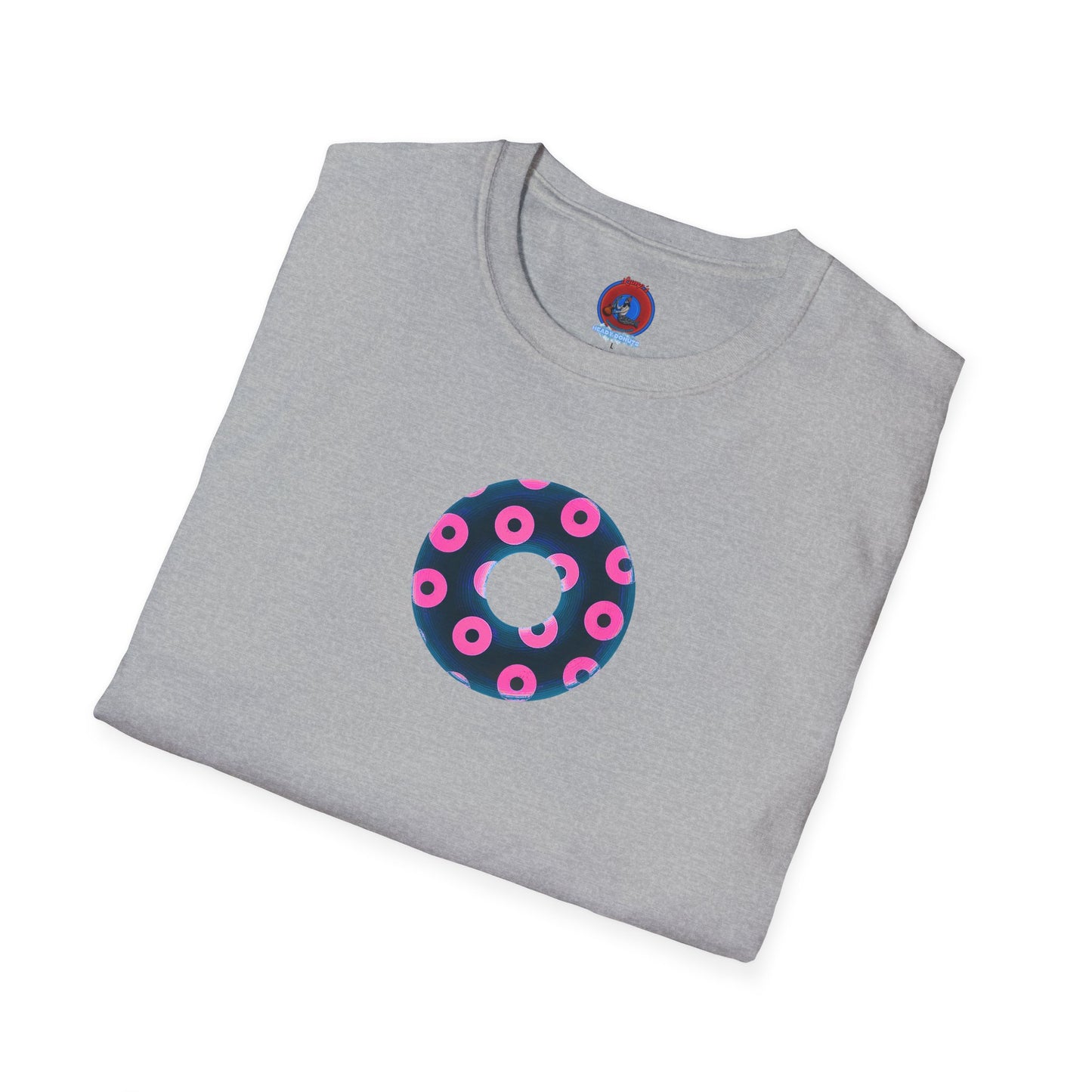 Copy of Plain Donuts/Unisex Soft-Style - "Plain Blimpy Paradoxical Donuts" - dark steel blue/vivid magenta donuts
