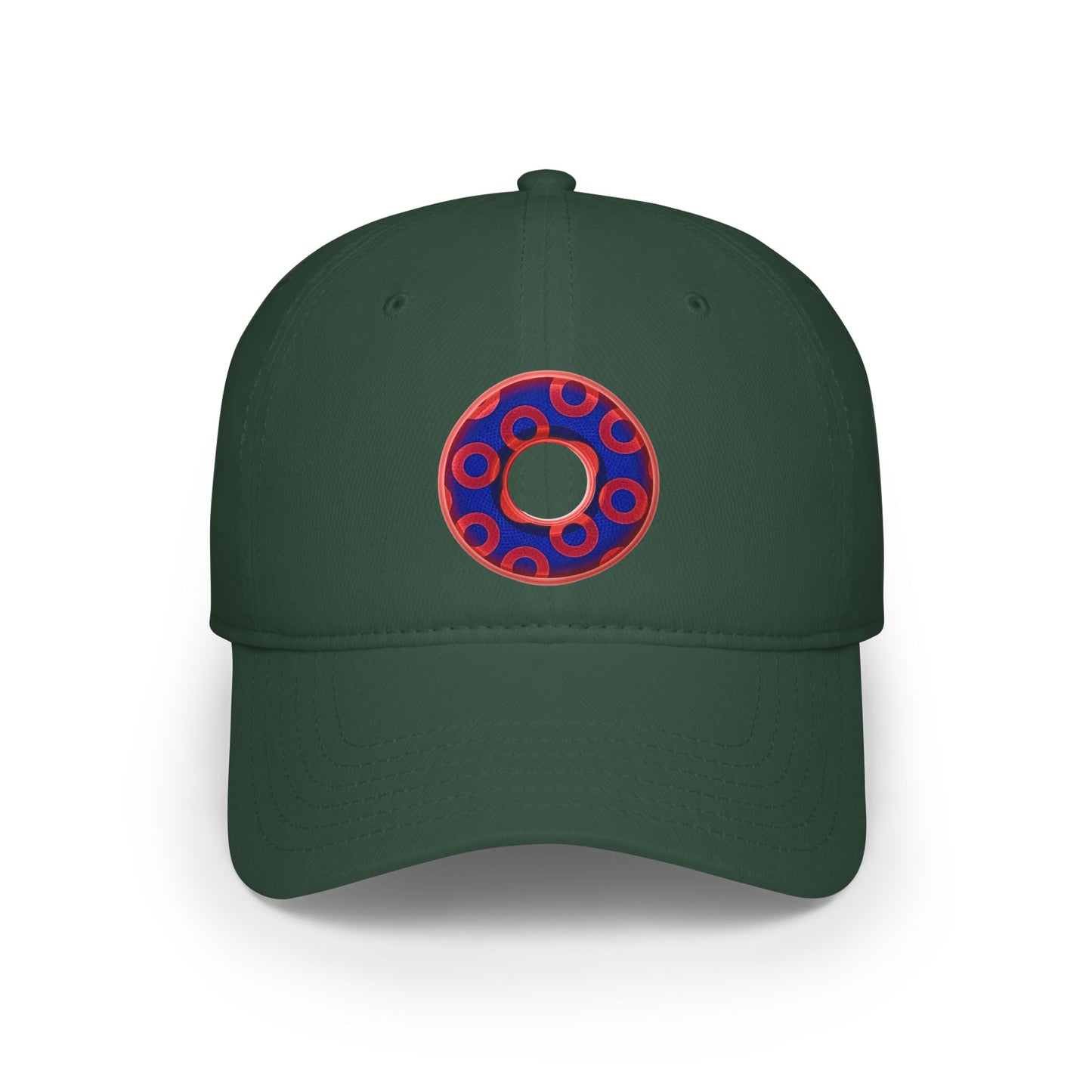 Lumpy Donut Baseball Cap - "Paradoxical Weathered Donut" - variant 1 - red/blue donuts donut w/