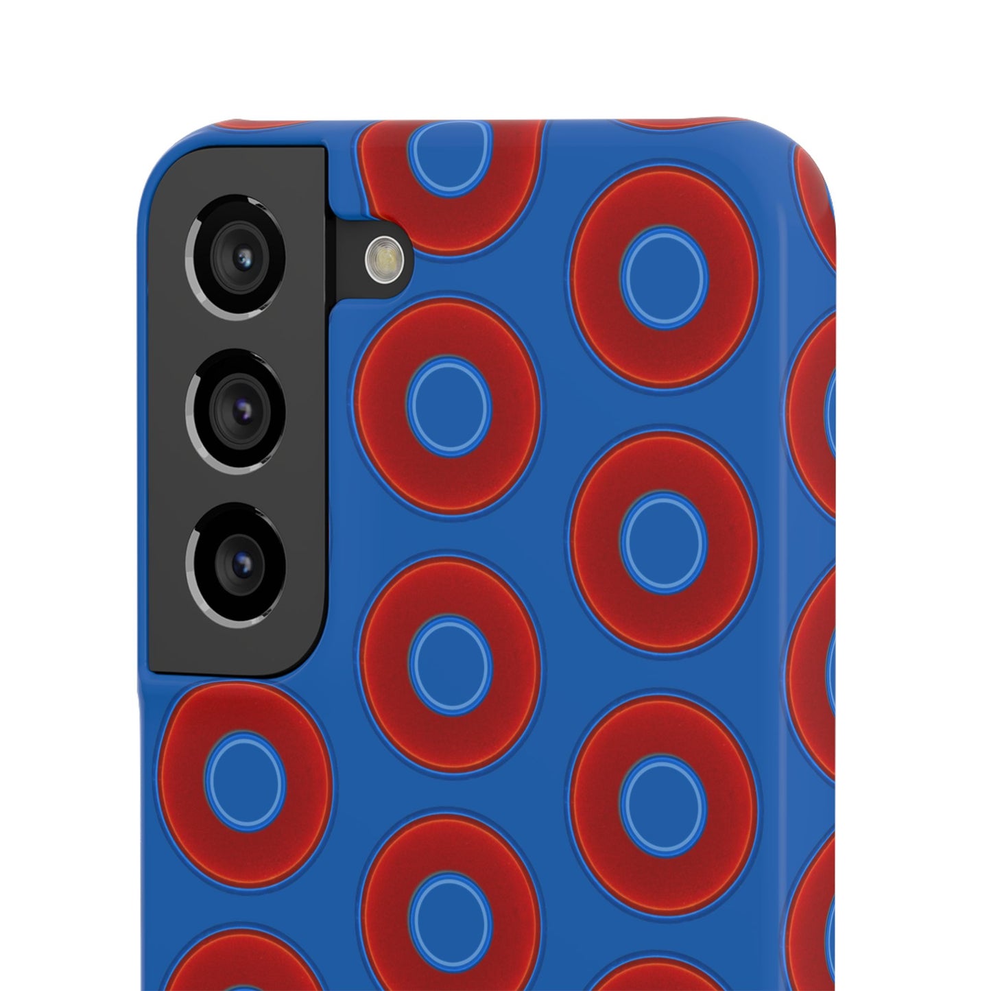 Lumpy Donut Snap Case - red vivid donut print w/dark royal background