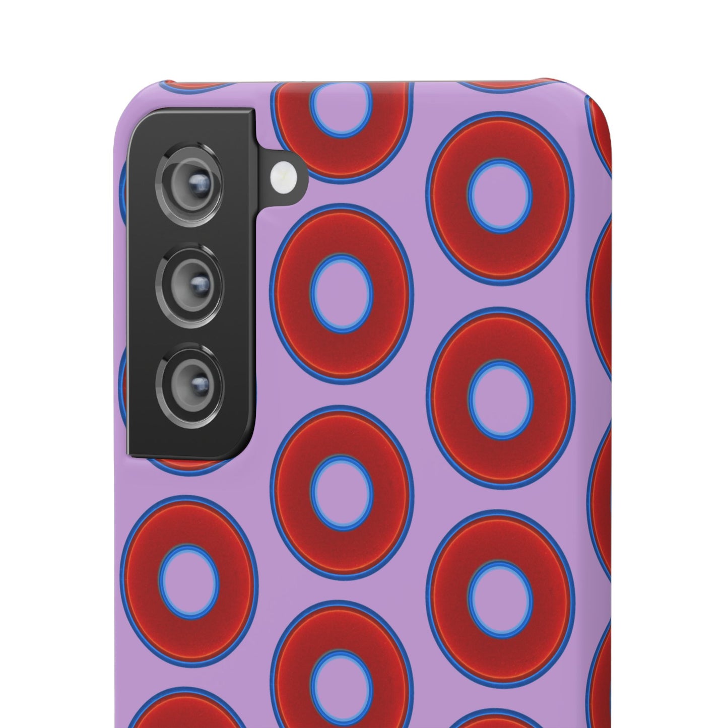 Lumpy Donut Snap Case - red vivid donut print w/wisteria purple background
