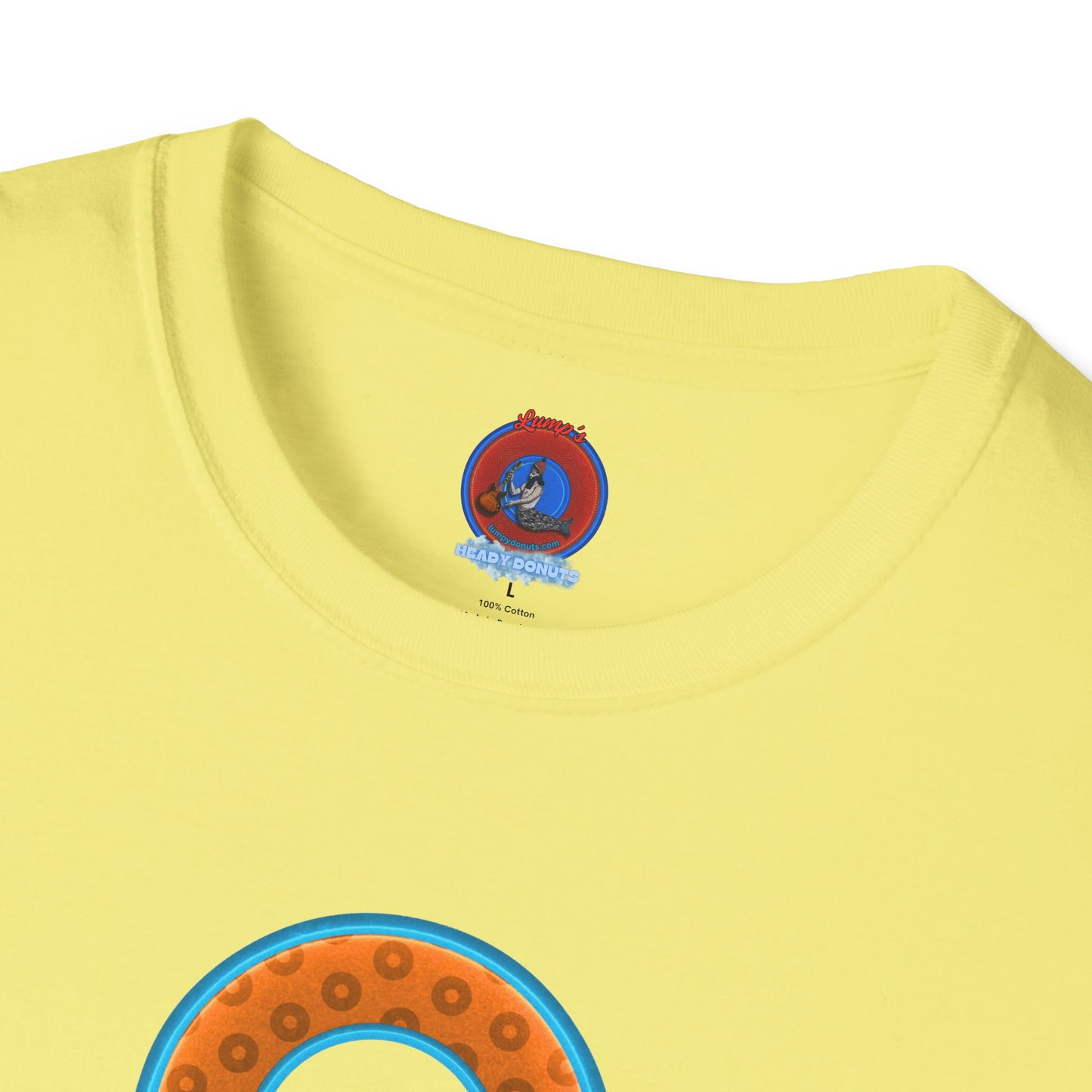 Plain Donuts/Unisex Soft-Style - "Plain Wide Mouthed Paradoxical Donuts" - orange/aquamarine blue donuts