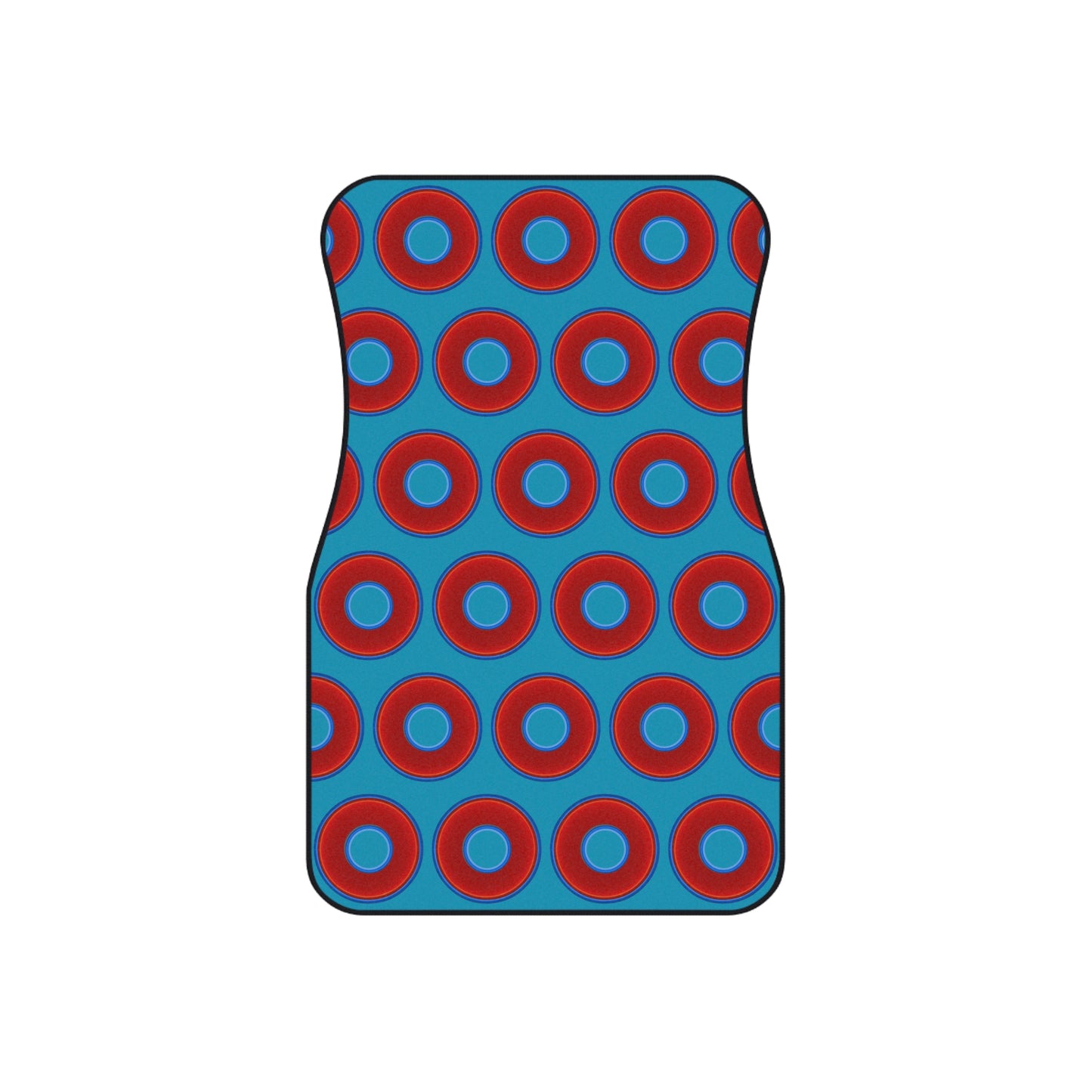 Contacted Car Mats - Set of 2/Front - vivid donut print w/aquamarine blue background