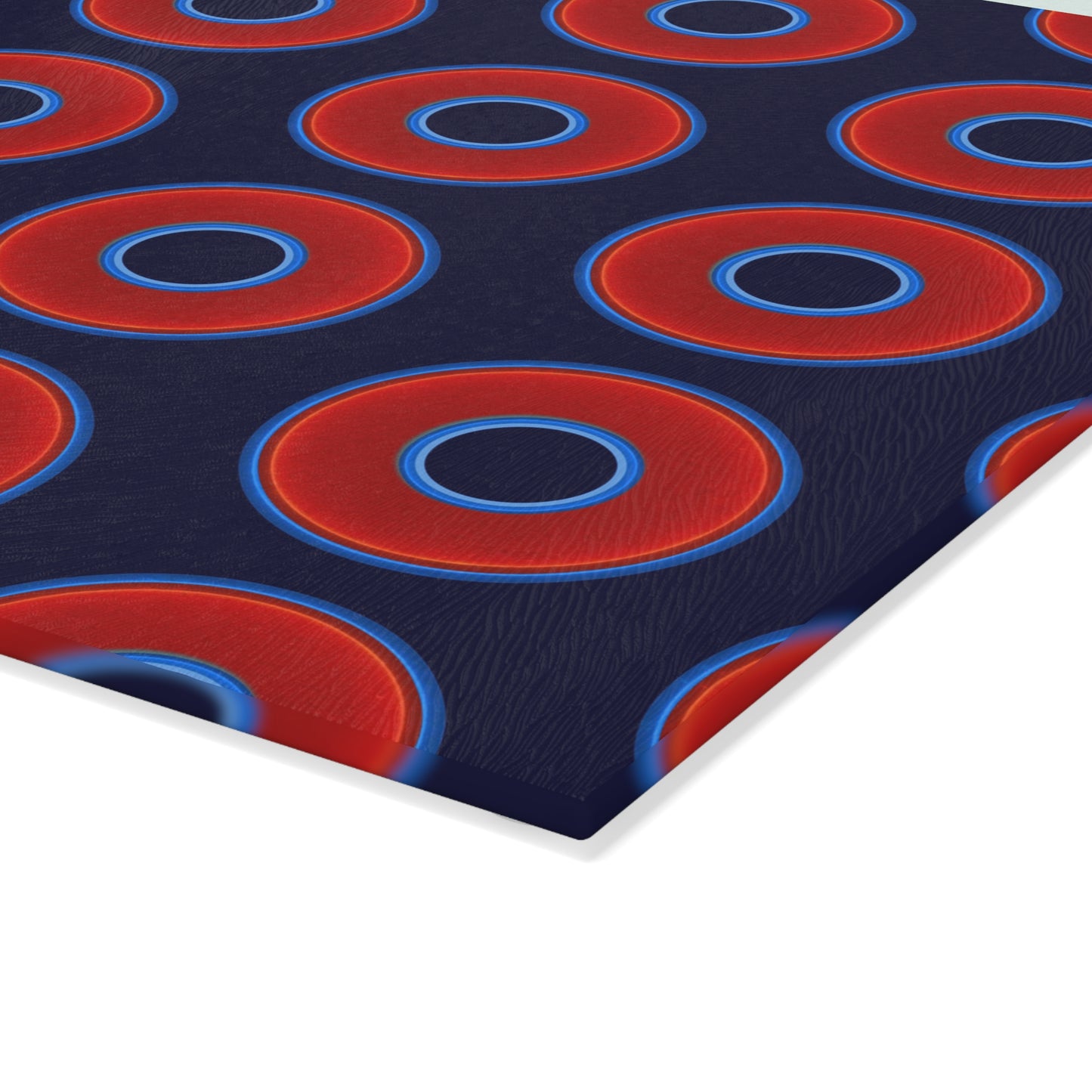 My Friend's Cutting Board - vivid red donuts w/midnight blue background