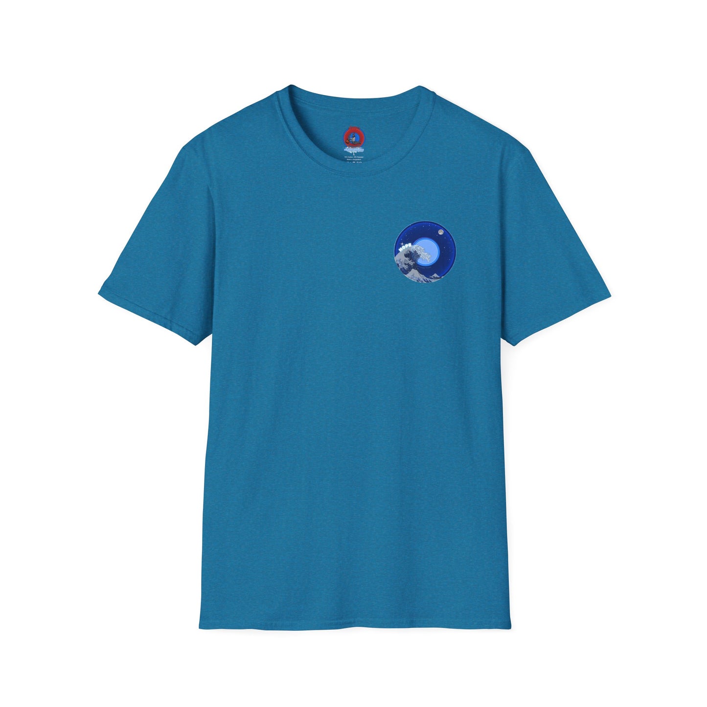 Classic Donut Tee - Unisex Soft-Style - "The Hopeful Waving Donut" - variant 2 - vivid blue donut
